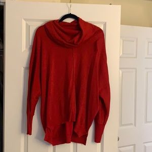 Christmas inspired long sleeve high low cowl neck!